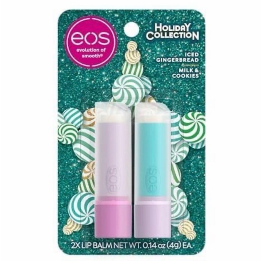 EOS Holiday Collection Lip Balm Set in gingerbread & milk and cookies  NEW